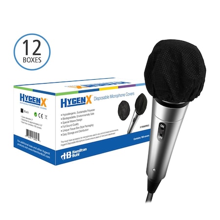 Hamiltonbuhl Sanitary Disposable Microphone Covers - Hypoallergenic Polyester, Black X19MMPBKC